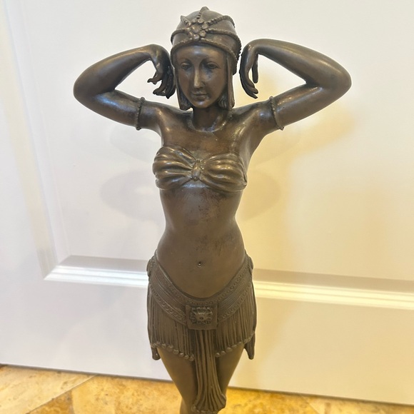 Bronze belly dancer statue with marble base - Picture 2 of 3